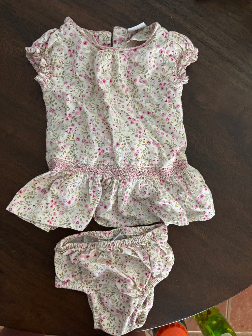 GAP baby floral cream and pink dress